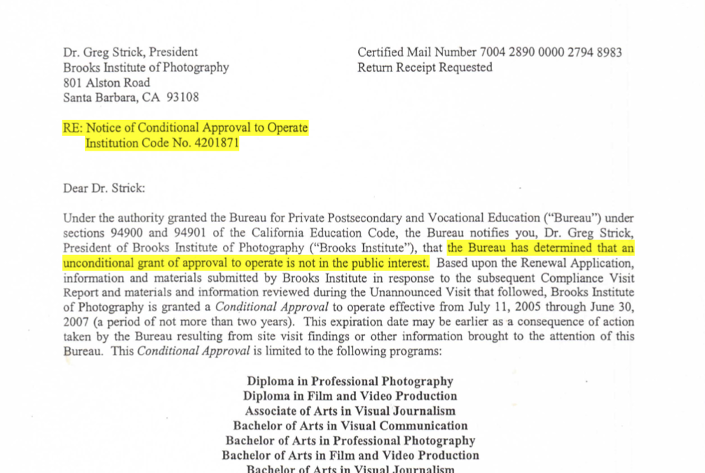 2005 – BPPVE Notice of Conditional Approval to Operate